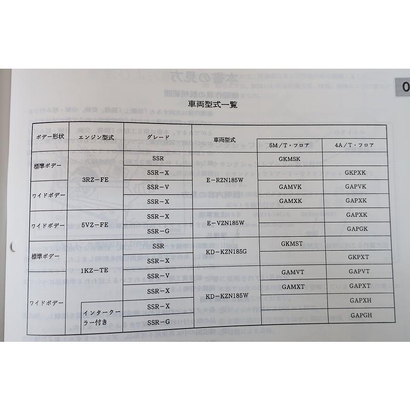 即決！ハイラックスサーフ/サービスマニュアル/追補版/RZN185W/VZN185W