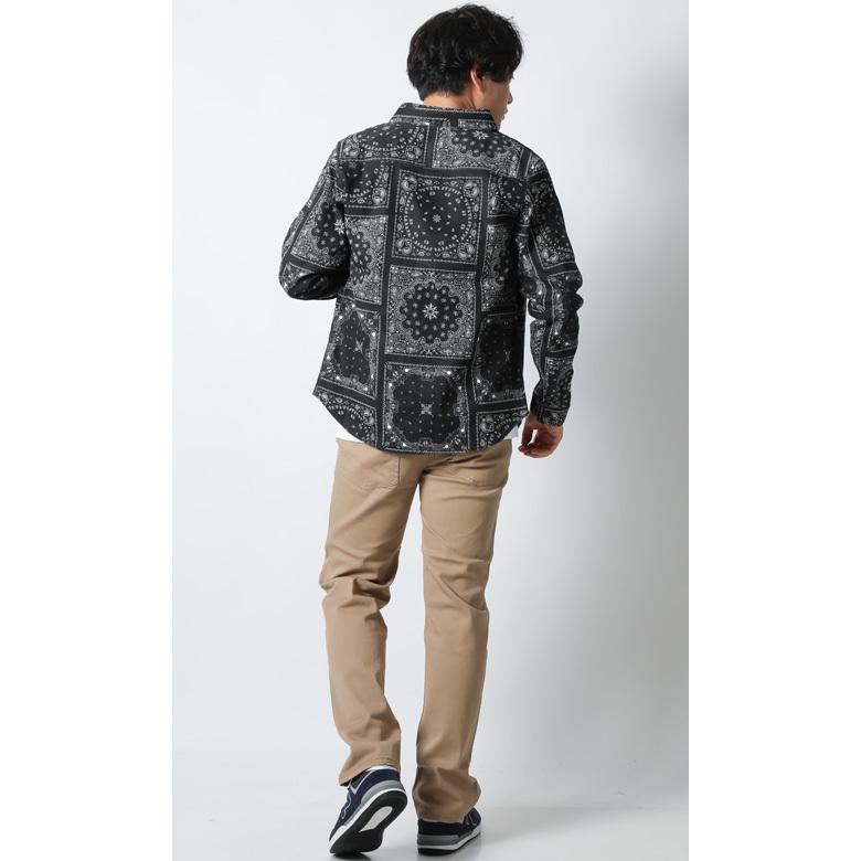 REALCONTENTS 長袖 メンズ シャツ ペイズリー柄 長袖シャツ 総柄