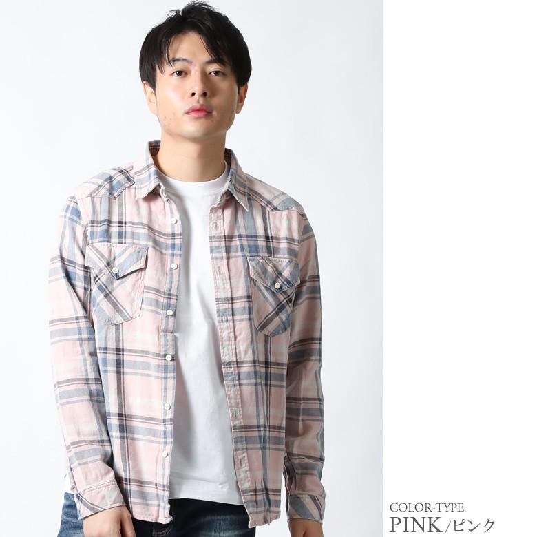 チェックシャツ メンズ インディゴ染 カジュアルシャツ ファッション 長袖 トップス 羽織 レッド ピンク 大きいサイズ M L Xl Xxl 2l 3l 春 春服 父の日ギフト 22 H734 Rc Our World Law 通販 Yahoo ショッピング