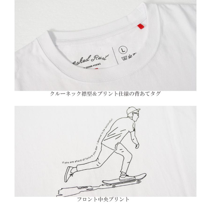 Tシャツ メンズ ブランド 線デザイン 手書き風 半袖 ティーシャツ クルーネック 丸首 綿100% トップス カットソー ゆったりシルエット ワンポイント シンプル 夏｜owl｜12