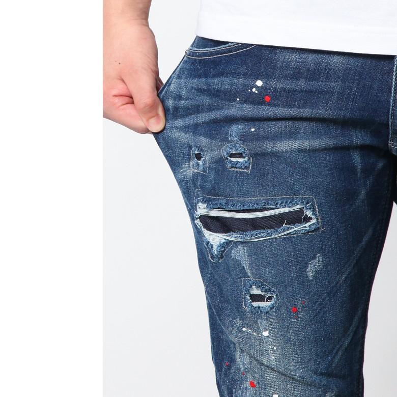 デニムパンツ ストレッチ ジーンズ ダメージ クラッシュ ボトムス パンツ 色落ち リペア加工 デニム ヴィンテージ風 ブランド 秋物 人気 91 H342 Rc Our World Law 通販 Yahoo ショッピング