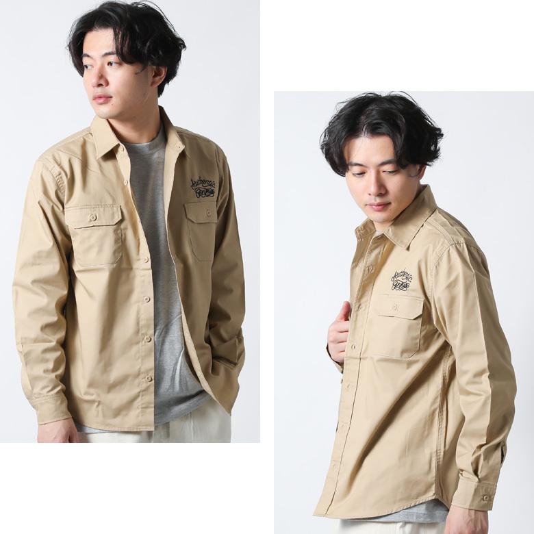 CONFUSE ワークシャツ 長袖 長袖シャツ シャツ メンズ 無地 ロゴ