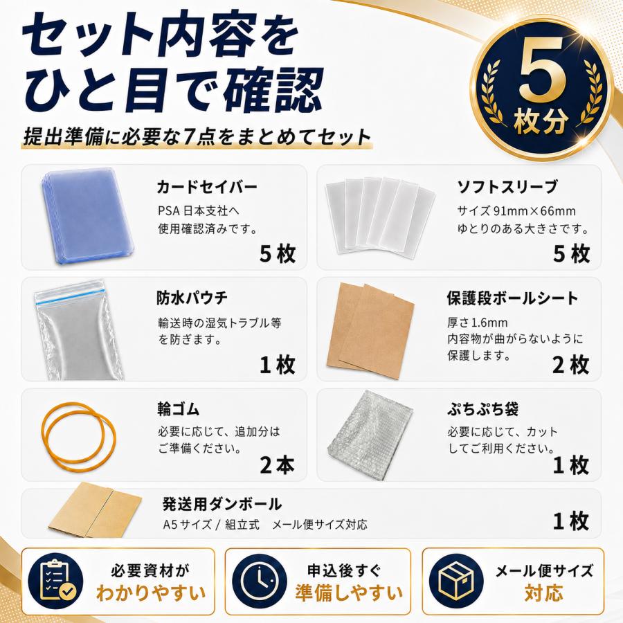 カードセイバー PSA鑑定 5枚 セット 鑑定 提出用 依頼 キット カード