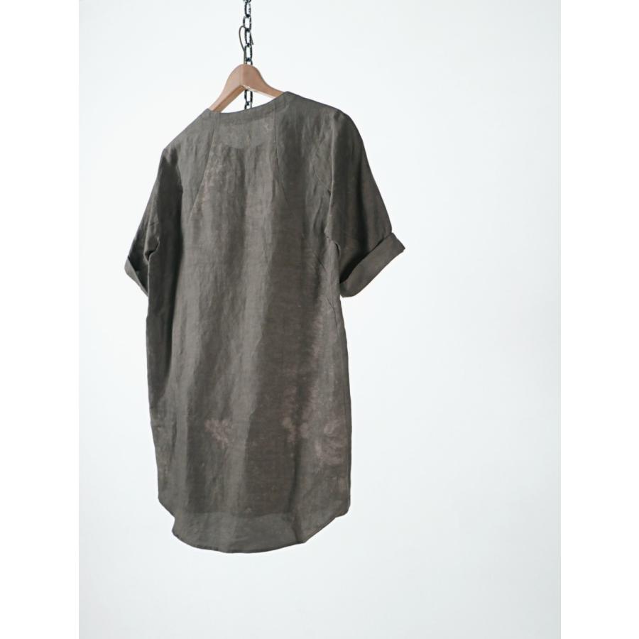 D.HYGEN / ST101-0522S / Uneven Dyed Rayon×Linen×Ramie Crew Neck Short Sleeves Pullover / CHARCOAL｜owls-store｜11