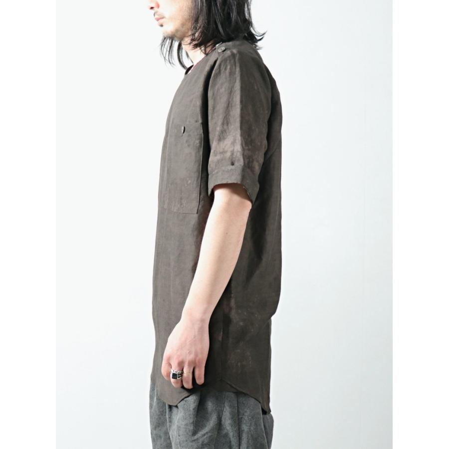 D.HYGEN / ST101-0522S / Uneven Dyed Rayon×Linen×Ramie Crew Neck Short Sleeves Pullover / CHARCOAL｜owls-store｜13