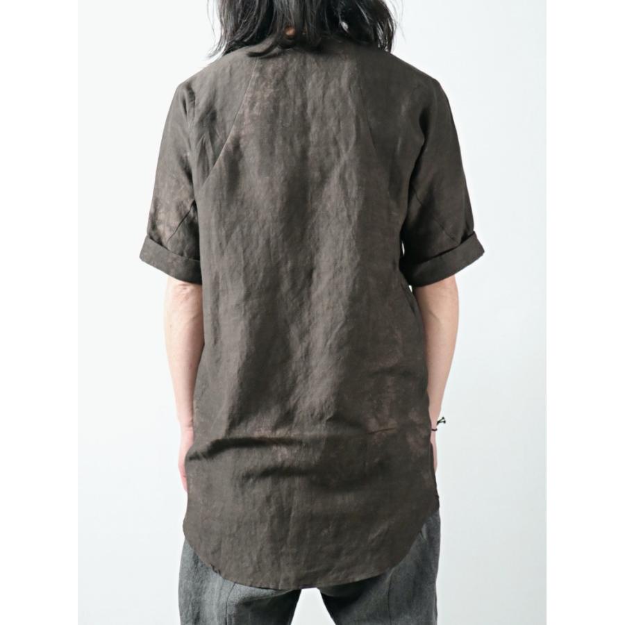 D.HYGEN / ST101-0522S / Uneven Dyed Rayon×Linen×Ramie Crew Neck Short Sleeves Pullover / CHARCOAL｜owls-store｜14