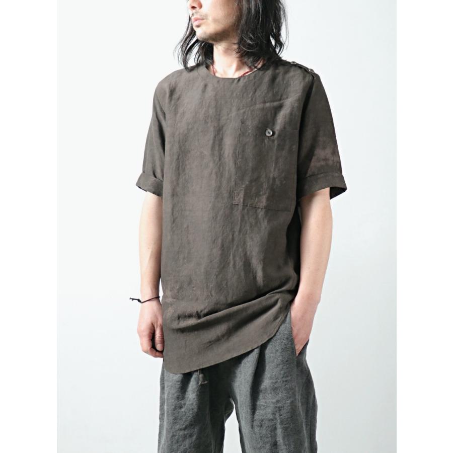D.HYGEN / ST101-0522S / Uneven Dyed Rayon×Linen×Ramie Crew Neck Short Sleeves Pullover / CHARCOAL｜owls-store｜15