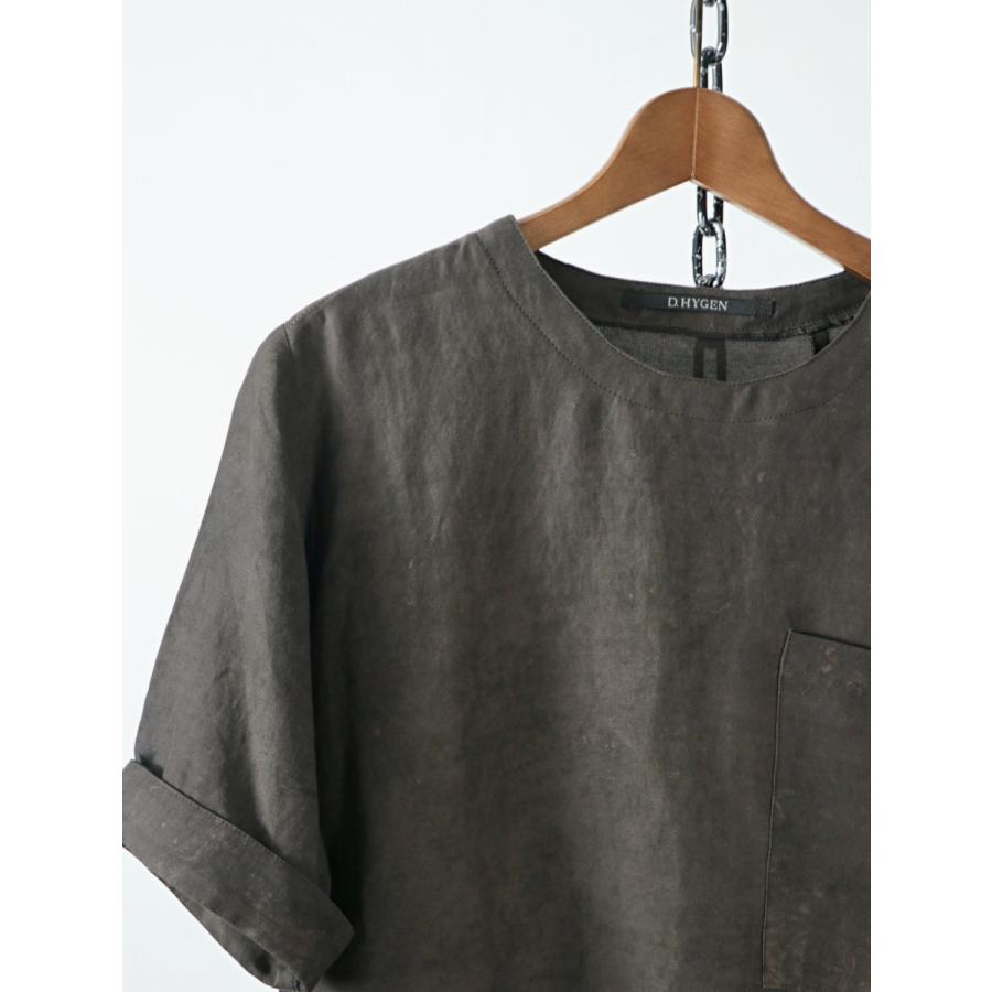 D.HYGEN / ST101-0522S / Uneven Dyed Rayon×Linen×Ramie Crew Neck Short Sleeves Pullover / CHARCOAL｜owls-store｜08