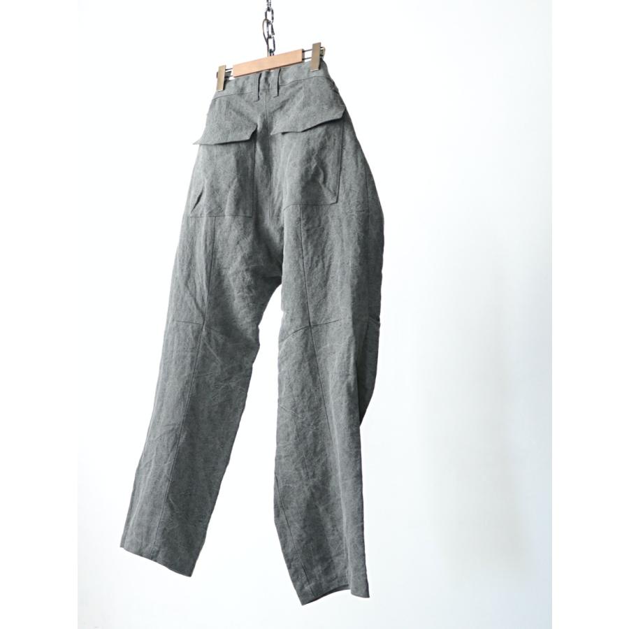 D.HYGEN / ST107-1022S / Japanese Charcoal Dyed Washi×Linen Twill Wide Pants / Charcoal｜owls-store｜11