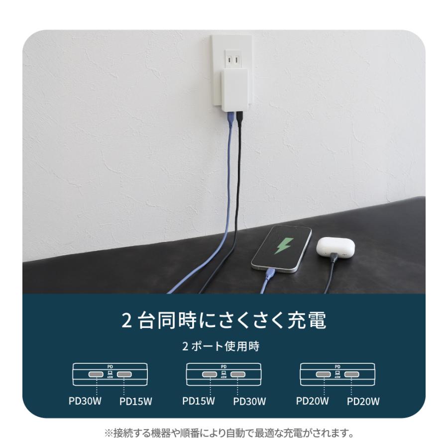 AC充電器 Type-C 2ポート コンパクト 薄型 PD 45W | Owltech | 05