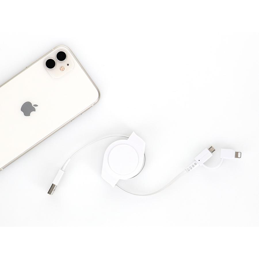 Owltech 2in1 充電ケーブル 1m 巻取り式 microUSBケーブル Owltech 2in1 充電ケーブル 1m 巻取り式 microUSBケーブル