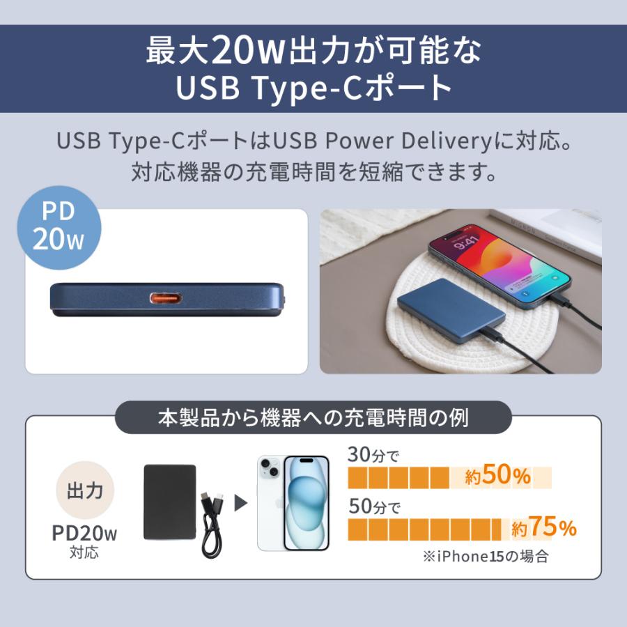 ワイヤレス充電 モバイルバッテリー 5000mAh 薄型マグネット充電（WEBショップ限定） PSE 認証 取得済み | Owltech | 03