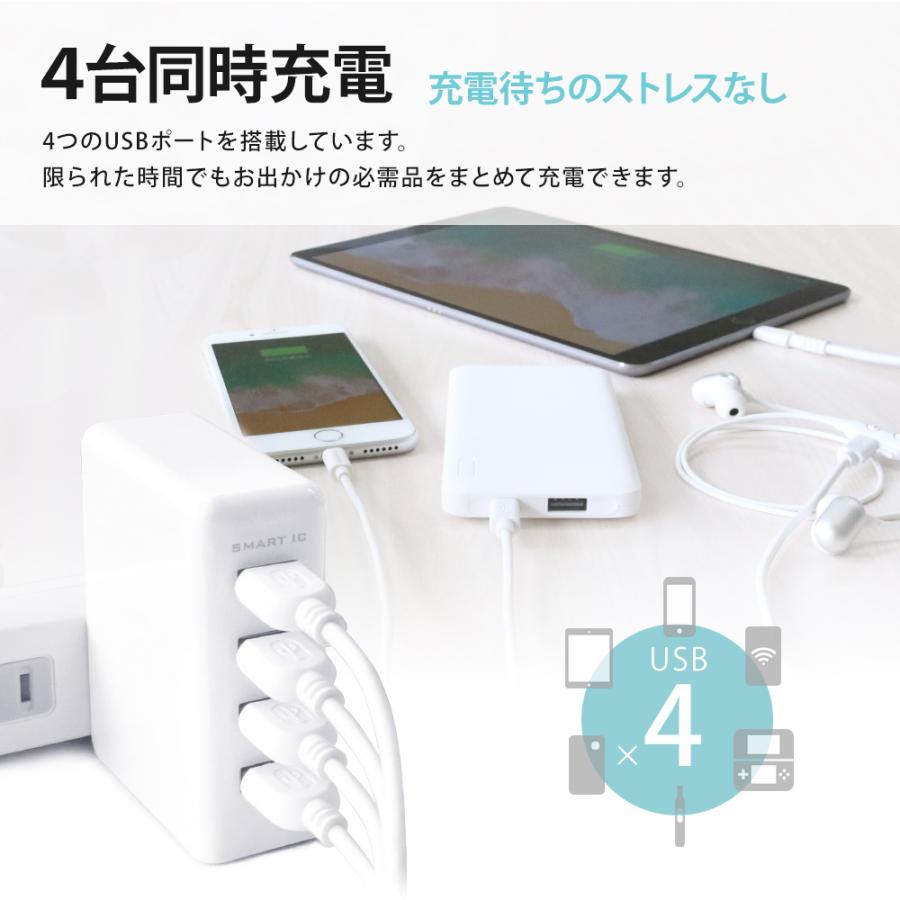 アウトレット商品 ACアダプター USB充電器 4ポート SmartIC搭載 急速充電｜owltech｜02