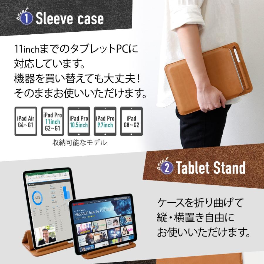 アウトレット商品 iPad Pro 11inch対応 2WAYスリーブケース＆タブレットスタンド Apple Pencil収納可能 | Owltech | 02