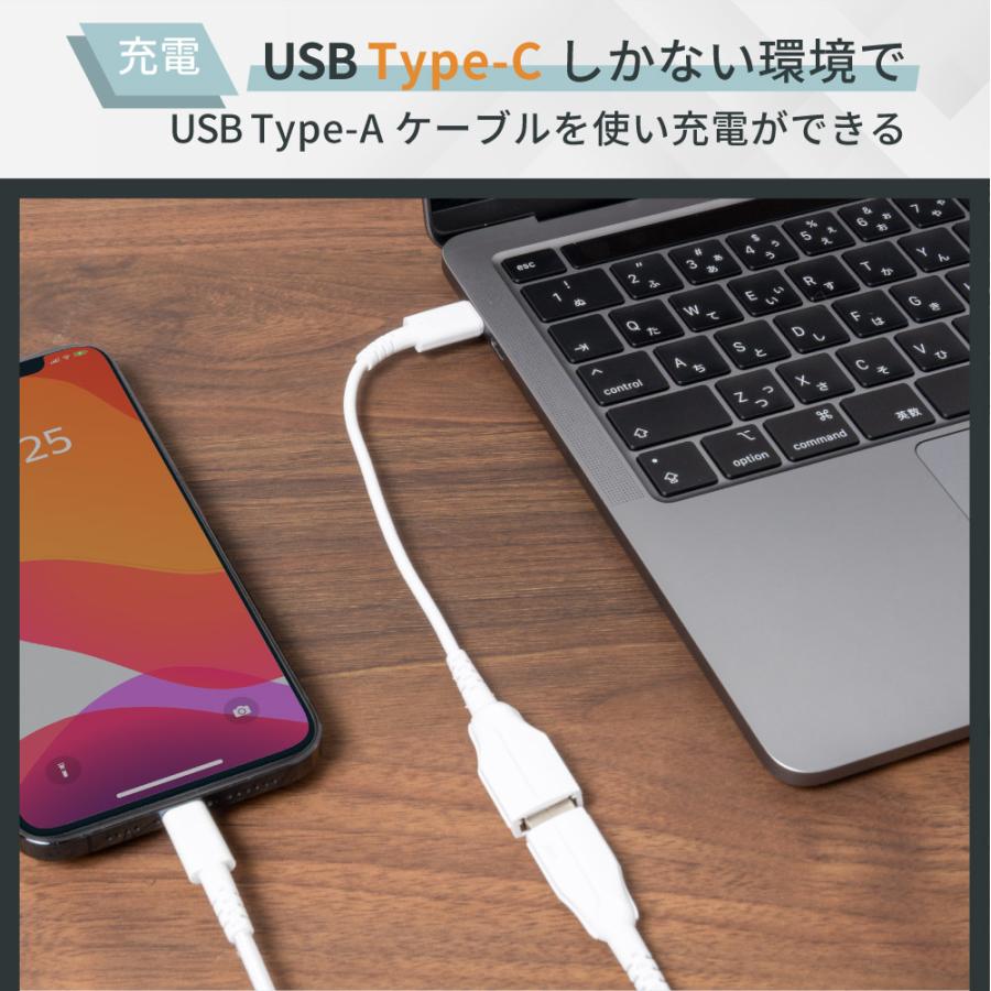 USB Type-C変換アダプタ Type-Aメス Type-Cオス 充電 データ転送 USB変換ケーブル 20cm｜owltech｜05