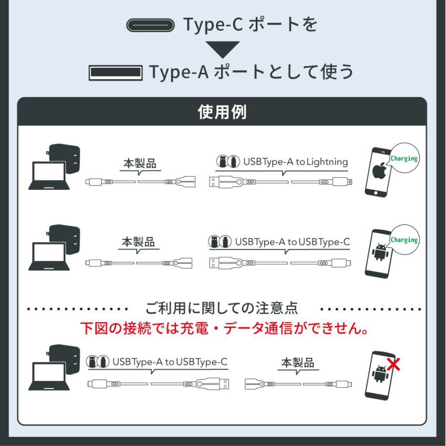 USB Type-C変換アダプタ Type-Aメス Type-Cオス 充電 データ転送 USB変換ケーブル 20cm｜owltech｜06