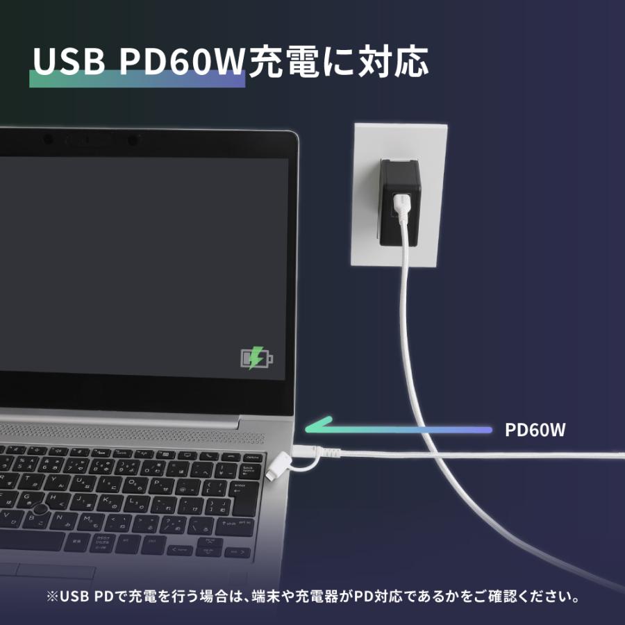 充電ケーブル 2in1 ライトニング type-c to type-c / Lightning PD60W 断線に強い | Owltech | 05