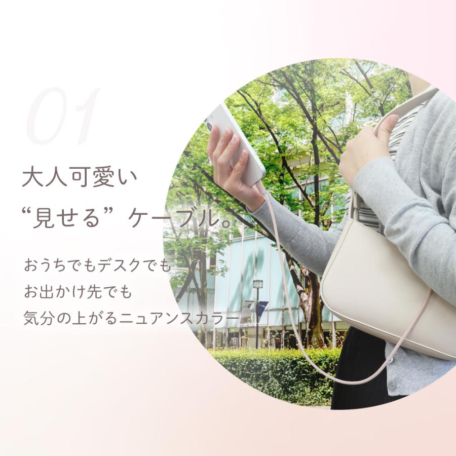 充電ケーブル Type-C to Type-C　PD 60W データ転送 1.2m シリコン シースルー素材 可愛い おしゃれ | Owltech | 05