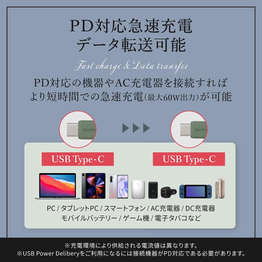 type-c ケーブル 充電ケーブル type-c to type-c 1m 2m 充電 データ転送 アースカラー | Owltech | 05