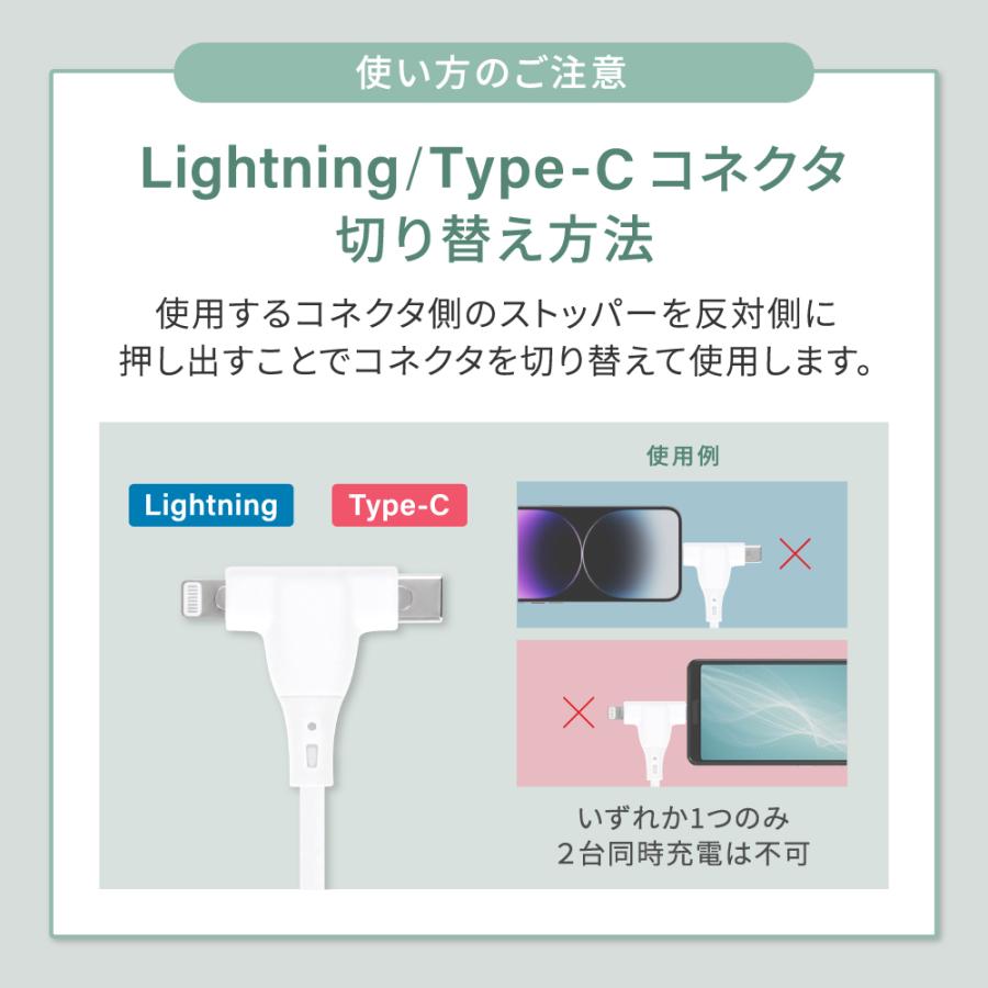 2in1 充電ケーブル USB Type-C to Type-C／Lightning シリコンケーブル | Owltech | 02