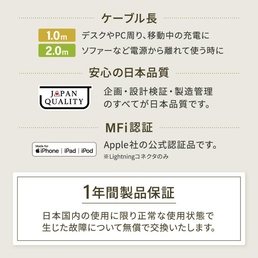 2in1 充電ケーブル USB Type-C to Type-C／Lightning シリコンケーブル | Owltech | 06