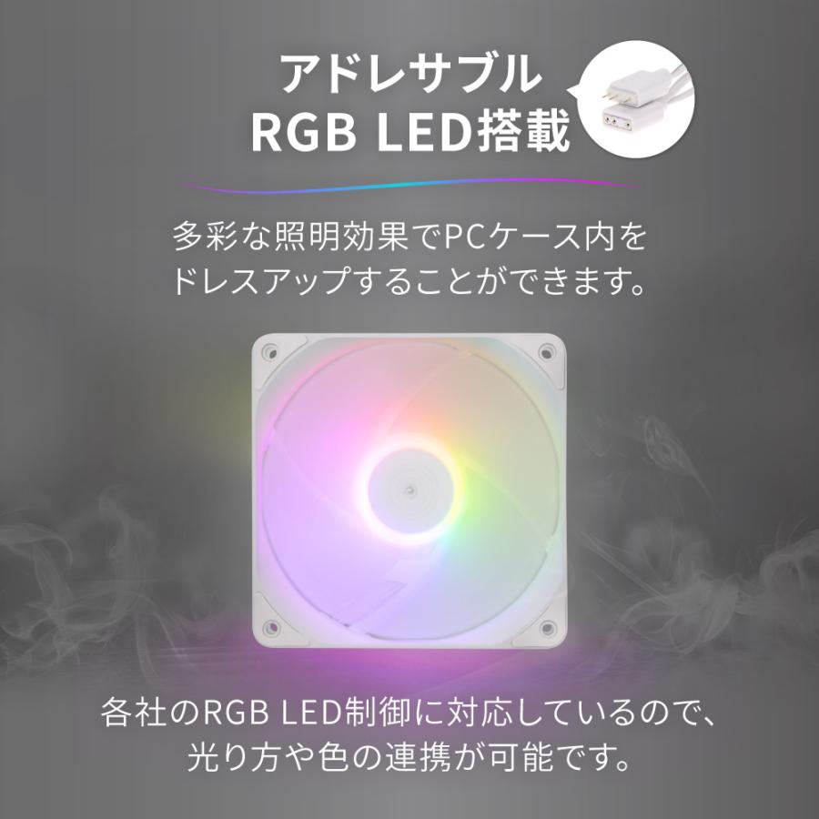 Owltech（オウルテック） PCケースファン 120mm 1個 ホワイト LED ARGB
