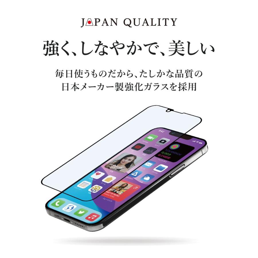 iPhone14 全面保護 フィルム ガラスフィルム ブルーライトカット 光沢タイプ 貼り付けキット付属｜owltech｜02