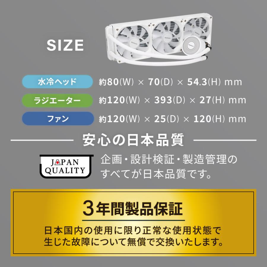 Owltech CPUクーラー 水冷 120mm×3基 ホワイト 水冷CPUクーラー