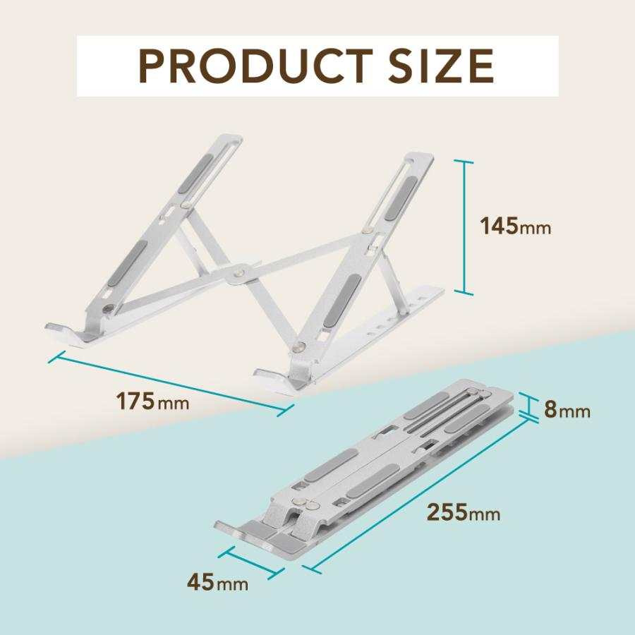 ノートパソコンスタンド 折りたたみ タブレットスタンド アルミ 角度調整 6段階 17.3インチまで | Owltech | 07