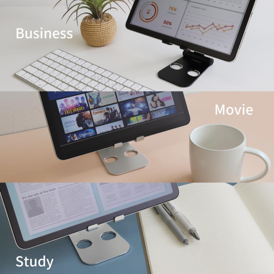 スマホスタンド スマホホルダー アルミスタンド 角度調整可能 折りたたみ 卓上 iPhone iPad スマートフォン タブレット NintendoSwitch | Owltech | 06