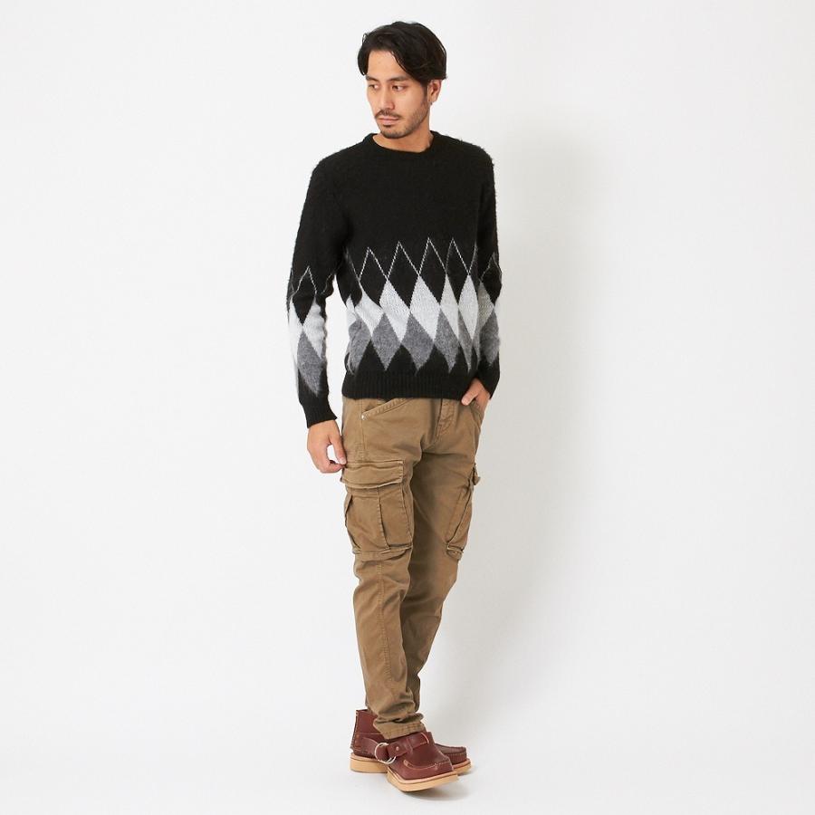 Berna メンズ ラウンドネック アーガイルニット Girocollo Jacquard Rombi Garz Blu Nero 1910 1 ベルナ Lvwi6hx4i1 メンズファッション Ladosur Cl