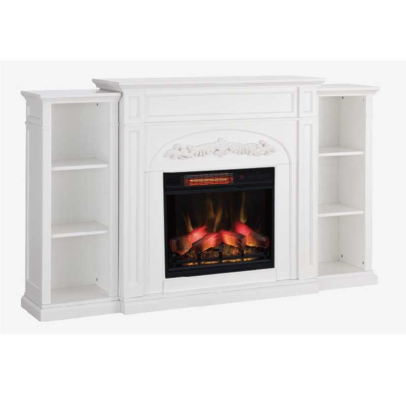 23インチ遠赤外線3D電気暖炉 シャンティ ホワイト(ブックケース付き  