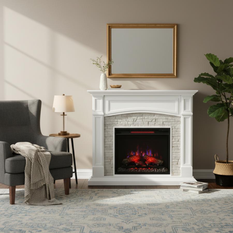 23インチ電気暖炉 セネカ クリスプホワイト/送料無料/ロイドグランデ