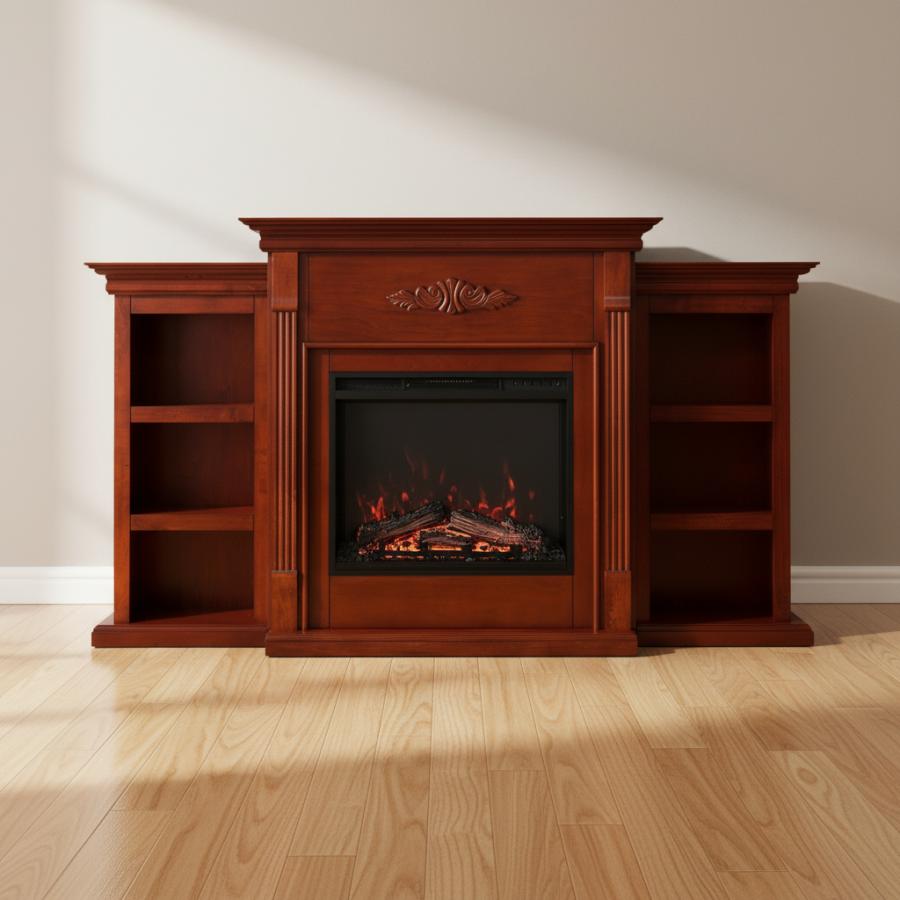 23インチ電気暖炉 テニソン マホガニー(ブックケース付き)/送料無料