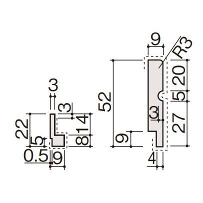 永大 お取り寄せ商品 巾木9mm厚タイプ 9mm厚×65×3950 (6本入り) 不陸吸収部材付き IPE-SH102XX39-6 WH,GU,PP,LN,GM,CB,DB,PH,MB 7kg エイダイ 幅木 代引不可｜oyakatashop｜03