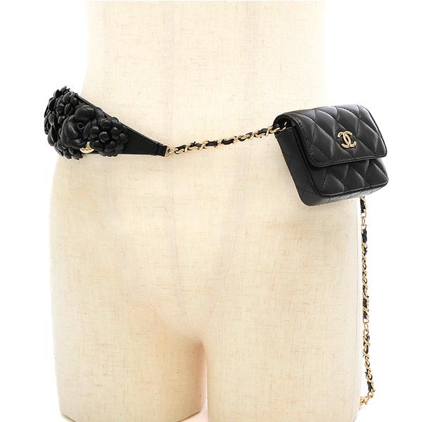 CHANEL（シャネル） 美品 マトラッセ カメリア ミニ チェーン ウエスト 