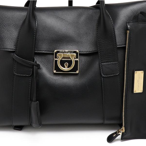 極美品 フェラガモ ガンチーニ モノグラム トートバッグ PVC ポーチ付