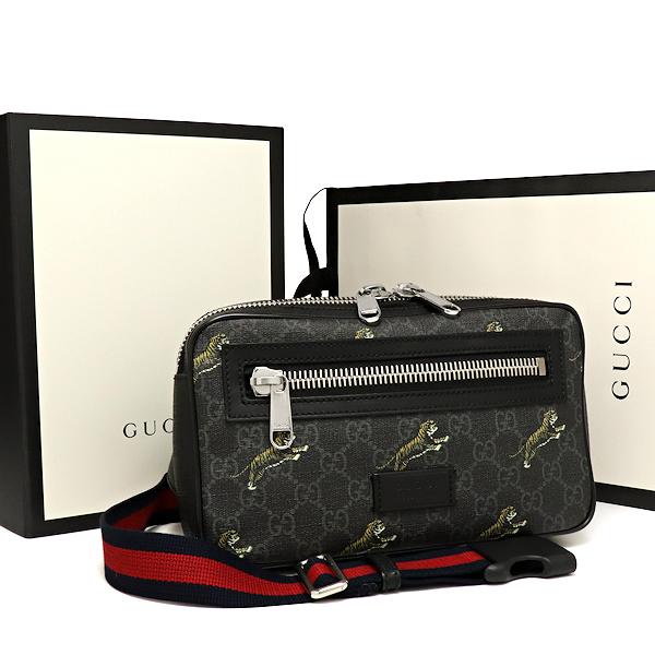 【極美品】GUCCI GGスプリーム タイガー ウエストバッグ ボディバック GUCCI（グッチ） GGスプリーム タイガー ボディバッグ 474293 ブラック
