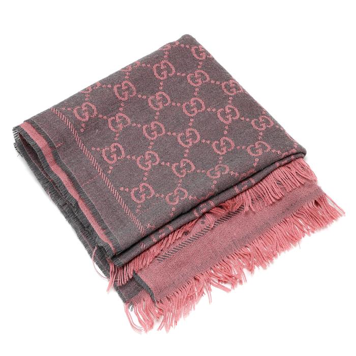 クリーニング済❗️GUCCI ストール　ショール　GG柄　薄いピンク　春❗️ 箱あり GUCCI（グッチ） ストール ショール マフラー GGジャカード ウール