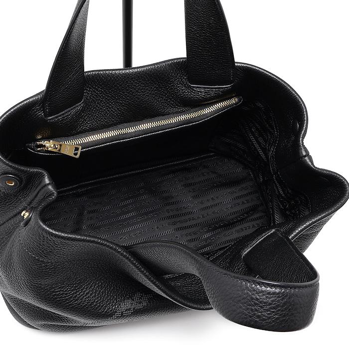 CANAPA 美品 プラダ パンチングロゴ ミディアム ソフトレザー トート