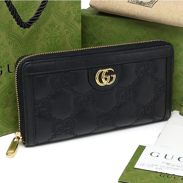 グッチ 財布 GUCCI GGマトラッセ ジップアラウンドウォレット 黒カーフ 美品 723784 GUCCI - グッチ 財布 GUCCI GGマトラッセ ジップアラウンドウォレット