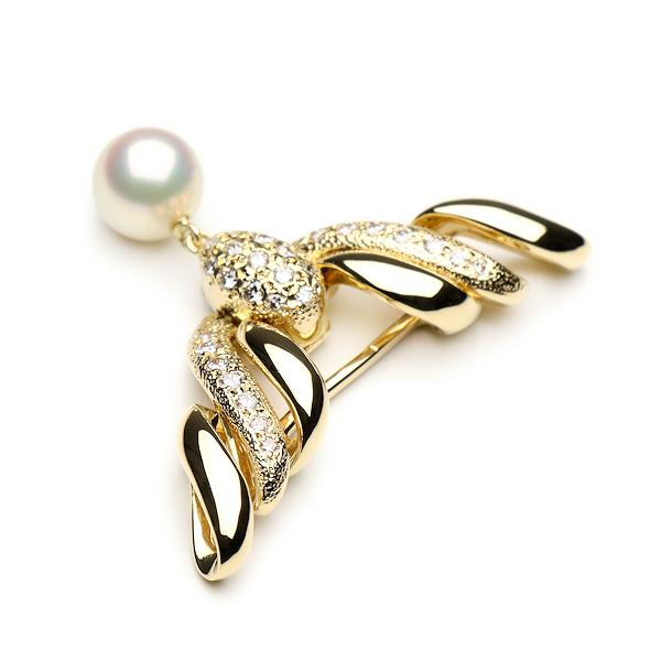 MIKIMOTO 美品 ミキモト ネックレス パール7.7ミリ ダイヤ0.15/0.17ct  