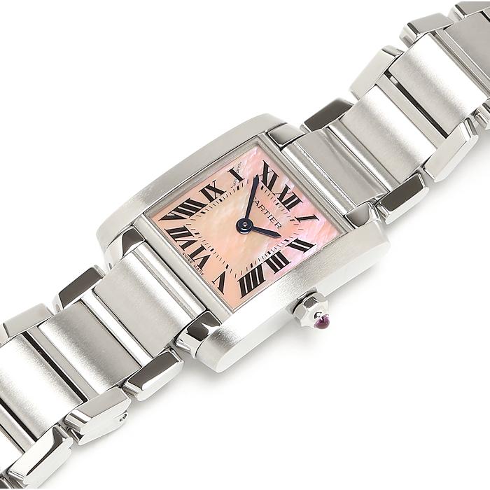 【136470】CARTIER カルティエ W51028Q3 タンクフランセーズ SM ピンクシェルダイヤル SS クオーツ 当店オリジナルボックス 腕時計 時計 WATCH レディース 女性 女【中古】 カルティエ タンク フランセーズ SM W51028Q3 ピンクシェル レディース