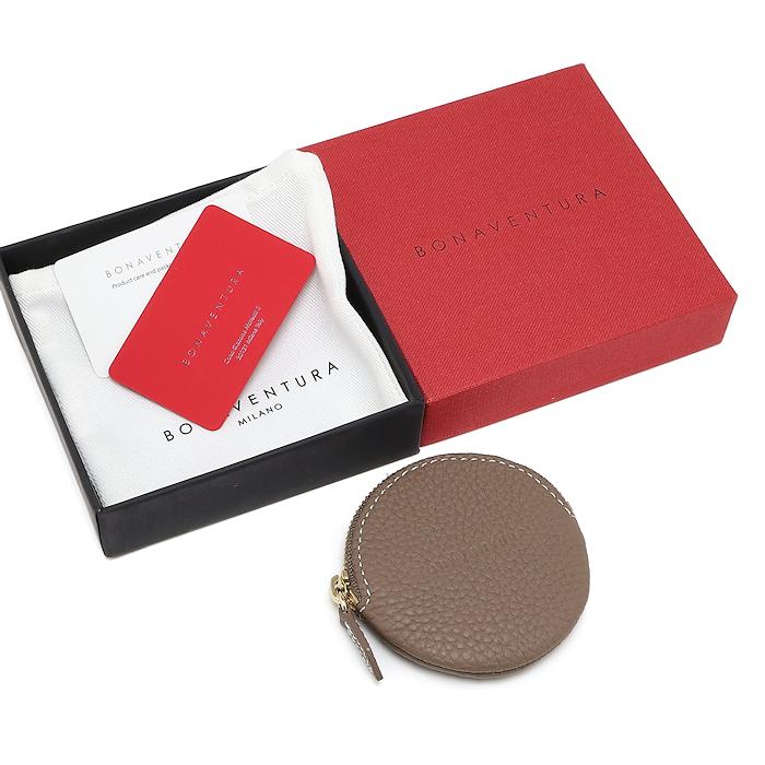 BONAVENTURA❤︎ラウンドケース❤︎エトゥープ❤︎マチ付き BONAVENTURA（ボナベンチュラ） 美品 ラウンドコインケース BCCT3-ET