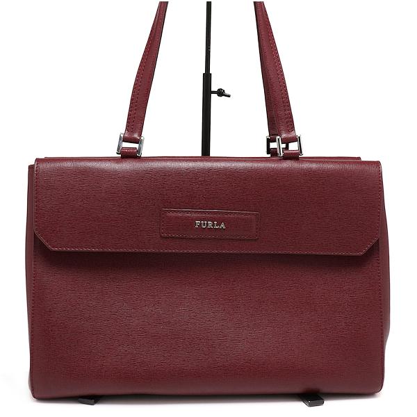 FURLA（フルラ） 美品 ハンドバッグ レザー ワインレッド レディース 