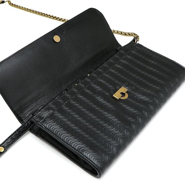 【美品】  ZANELLATO / ザネラート | テクスチャード クラッチ ショルダーバッグ | ブラック | レディース ZANELLATO（ザネラート） 新品 テクスチャード クラッチバッグ レザー