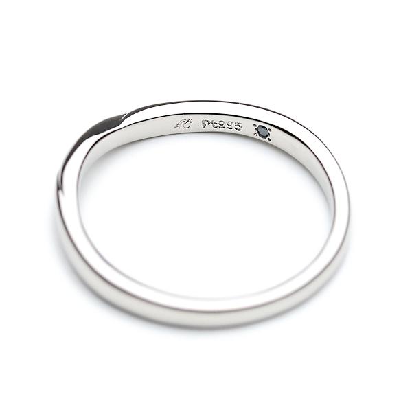新品同様 指輪 4℃ プラチナリング Pt995 ブルーダイヤ 14号 ウェーブ 