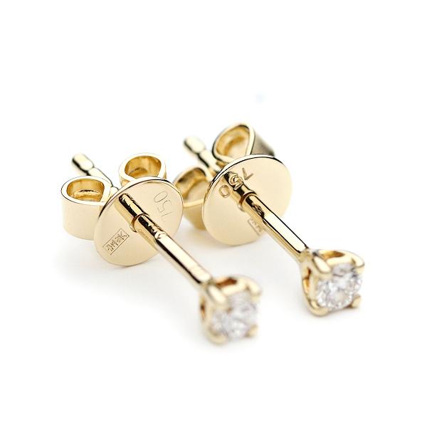 新品同様 POH HENG JEWELLERY ピアス ダイヤ0.1ct K18/750 イエロー 