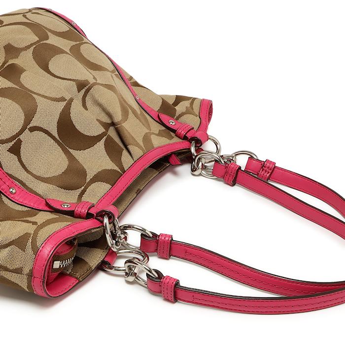 COACH アレクサンドラ チェーン トートバッグ ピンク シグネチャー COACH（コーチ） 美品 アレクサンドラ チェーンシグネチャー トート