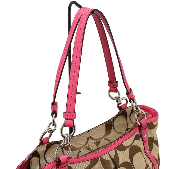 COACH アレクサンドラ チェーン トートバッグ ピンク シグネチャー COACH（コーチ） 美品 アレクサンドラ チェーンシグネチャー トート